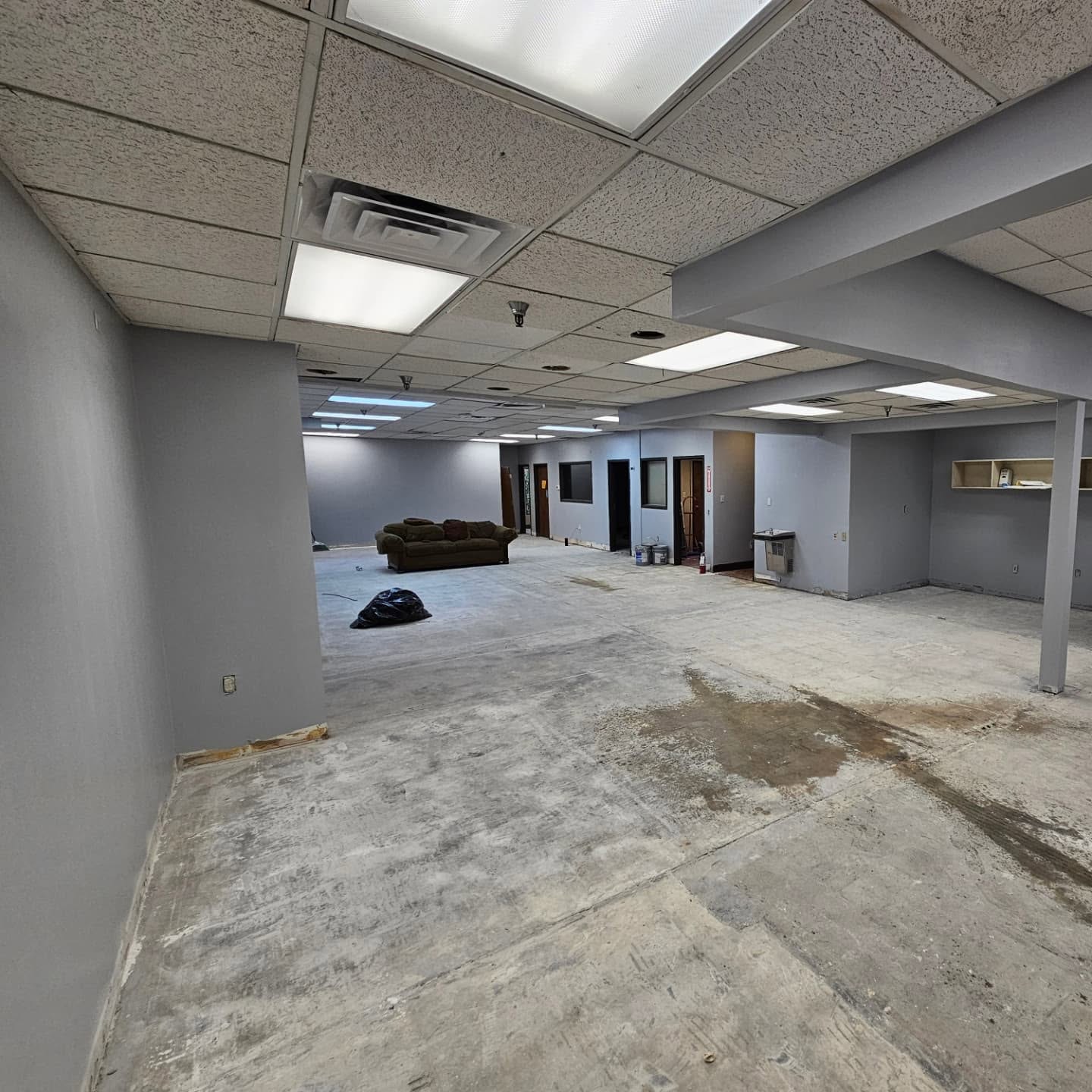 Interior room before flooring and finish updates